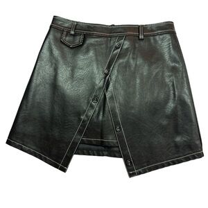 Storets Faux Leather Asymmetrical Black Skirt Jr L